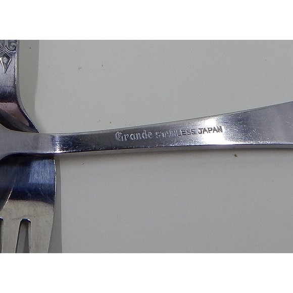 Stanley Roberts Crown Grande Beaded Stainless Japan Fork and Knife Set of 3 - Picture 9 of 9